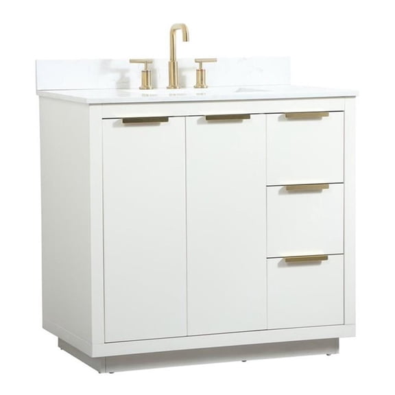 Elegant Decor Blake 36" MDF Single Bathroom Vanity with Backsplash in White