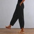 thumbnail image 2 of Outfmvch linen pants women High Waisted Wide Leg 2026 Summer Gauze Gauchos for Women Beach Vacation Clothes Straight Leg Lounge Paper Bag Pants Women Gauze Pants Women Flowy Pants Black L, 2 of 9