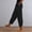 Black, variant on Womens Linen Pants Casual Short Stacked V Slub Cotton Trousers