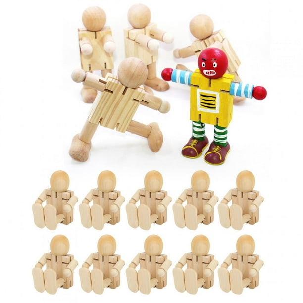Decoración del Hogar Figuras Articuladas Adorno de Artesanía de Robot de Madera Inacabada, Figuras de Madera, Oficina para El Hogar