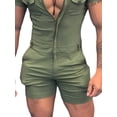 thumbnail image 4 of DYMADE Men Slim Fit Casual Solid Color Zip Short Sleeved Bodysuit One-piece Jumpsuit, 4 of 4