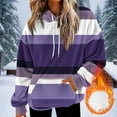 thumbnail image 2 of SwiftWear Women's Striped Fleece Drop-Shoulder Hoodie - Casual Pullover Soft Plush Loungewear with Pocket for Fall Winter Purple, 2 of 5