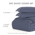 thumbnail image 3 of Noble Linens Navy Quatrefoil Pattern Duvet Set 3-Piece Duvet Cover Set, King/Cal King, 3 of 11