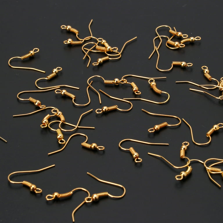 Eco-Fused 200 pcs Gold Earring Hooks, 500 pcs Transparent Earring Backs and  50 pcs Earring Card Holders - Great for Jewelry Making, DIY Earrings