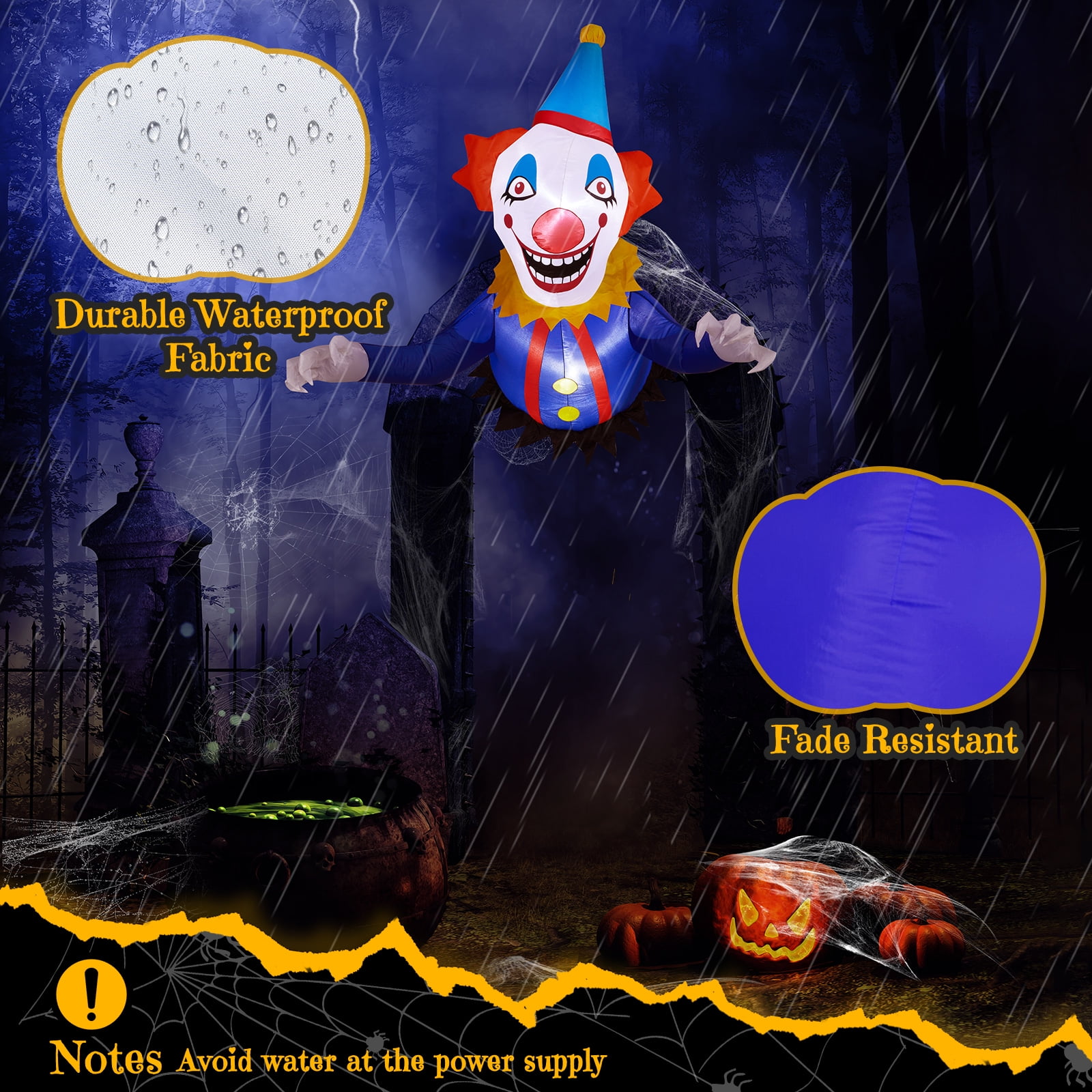 3.3 FT Halloween Inflatable Clown Decoration Spooky Clown Broke Out from Window Scary Blow up Decor with Built-in LED Lights for Indoor Outdoor