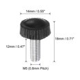 thumbnail image 2 of Uxcell 30 Paquetes M5 x 12mm Perillas de Rosca Macho Métricas con Estrías, Tornillos de Pulgar, Perillas de Sujeción, Agarre Negro, 2 of 5