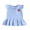 Blue, variant on Toddler Baby Girl Back To School Dress Kids Kindergarten Outfits First Day of School Outfit Cute Apple Embroidered Striped Button Doll Collar Flying Sleeve Pleated Summer Casual Dress