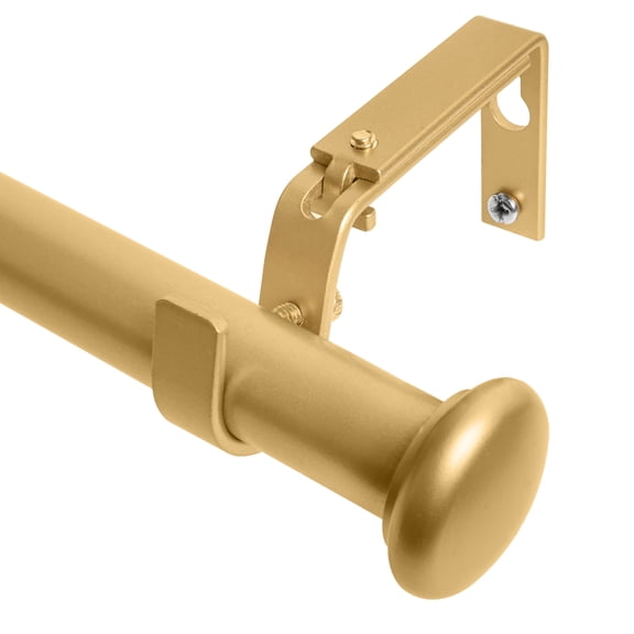 Meriville 1-Inch Diameter Granville End Cap Single Window Treatment Curtain Rod, 48-Inch to 84-Inch, Royal Gold