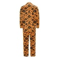 thumbnail image 5 of Halloween Pajamas Women Full Theme Printed Long Sleeve Pocket Button Down Lapel Shirts Loose Casual Pants Soft Fall Winter Nightwear Comfy Silk 2 Pc Loungewear Sets Woman Orange L, 5 of 6
