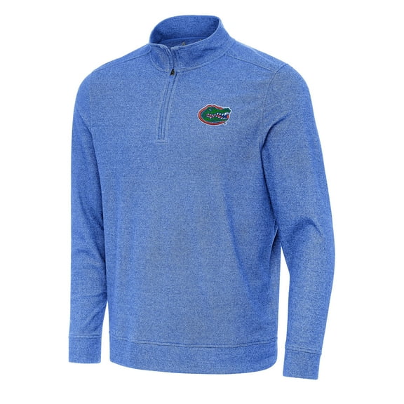 Men's Antigua Heather Royal Florida Gators Subtle Quarter-Zip Sweatshirt