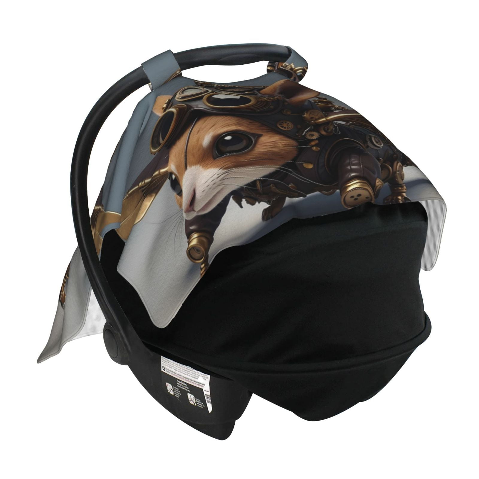 Car Seat Cover Baby - Steampunk Squirrel Pilot Breathable Infant Car Seat Cover for Baby Carseat, Lightweight Comfort Baby Essentials Must Haves Newborn Stuff for Girl Boy