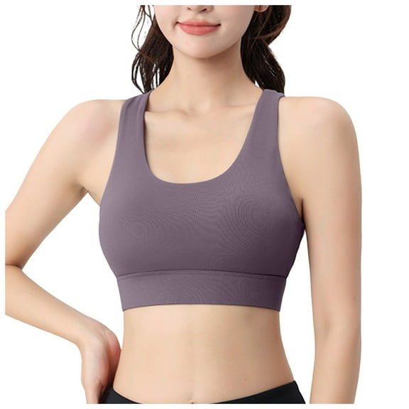 Leey-World High Support Sports Bras for Women Seamless Sports Bra Wirefree Yoga Bra with Removable Pads for Women Purple,XL
