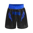thumbnail image 3 of Hansber Kids Boys Sequin Applique Shiny Letter Printed Boxer Kickboxing Training Shorts Side Split Satin Hot Pants Black&Blue 12, 3 of 6