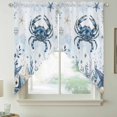 thumbnail image 5 of Ocean Crab Swag Valances for Windows 2 Pack Blue Yellow Sea Star Shell Coral Gradient Blue Swag Kitchen Curtains 36 Inches Long Rod Pocket Short Window Treatment for Kitchen Bathroom 28"x36", 5 of 9