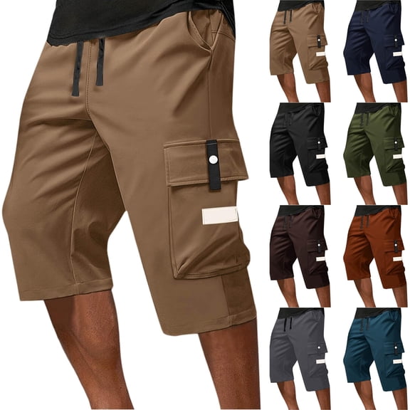 Purcolt Cargo Shorts for Men Casual Stretch Below The Knee 3/4 Long Shorts Quick Dry Waterproof Hiking Capris with Multi Pockets