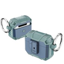 Dteck for AirPods 4th Generation Case, Compatible with AirPods 4 Gen (2024), Secure Lock Clip Full-Body Hard Shell Rugged Protective Case with Carabiner Support Wireless Charging Front LED Visible, D