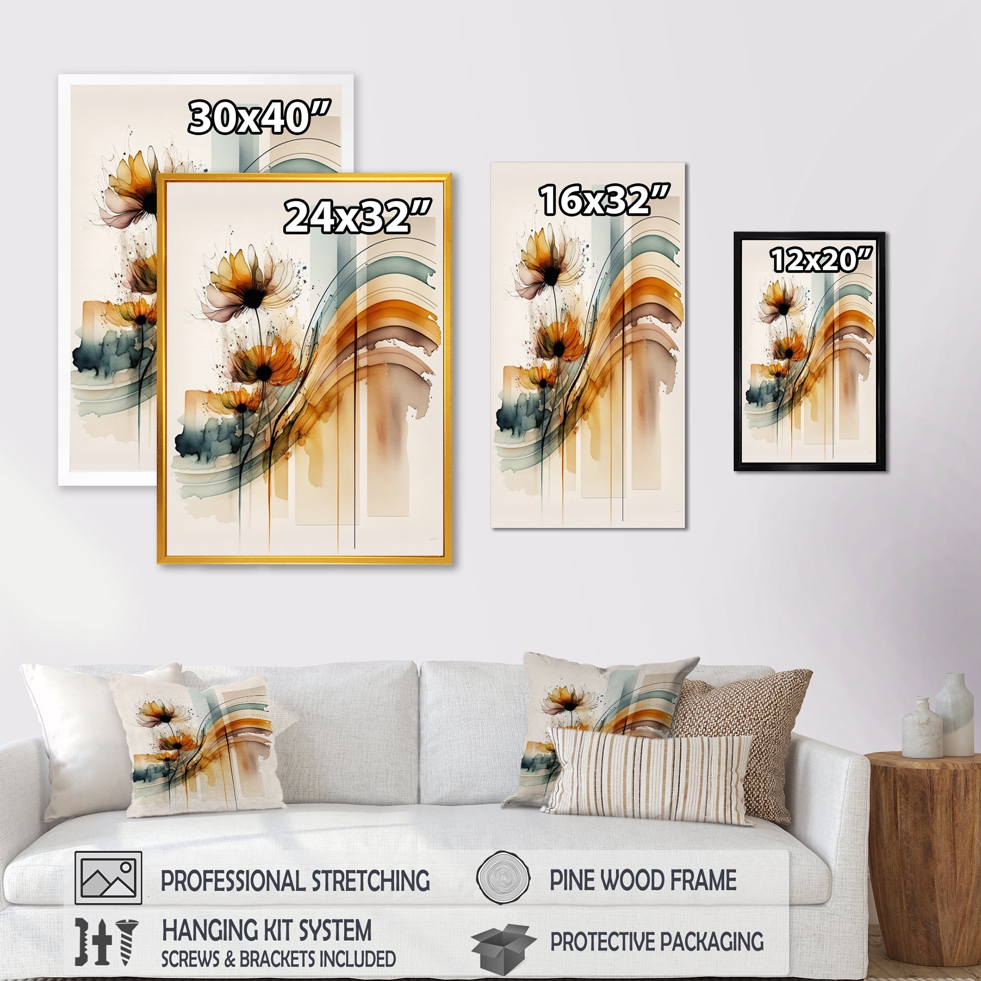Designart Orange Daisy Flowers Hyperrealistic II Canvas Wall Art