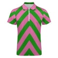 thumbnail image 4 of Pink Green Zig Zag Pattern Men Zipper T-shirt Summer Casual Short Sleeve T-shirt Top, 4 of 7