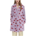 thumbnail image 2 of Wowcloth Women's Customized Flannel Robe - Heart Print Plush Fleece-Lined Hooded Long Sleepwear for Cozy Winter Nights & Home Relaxation, 2 of 6