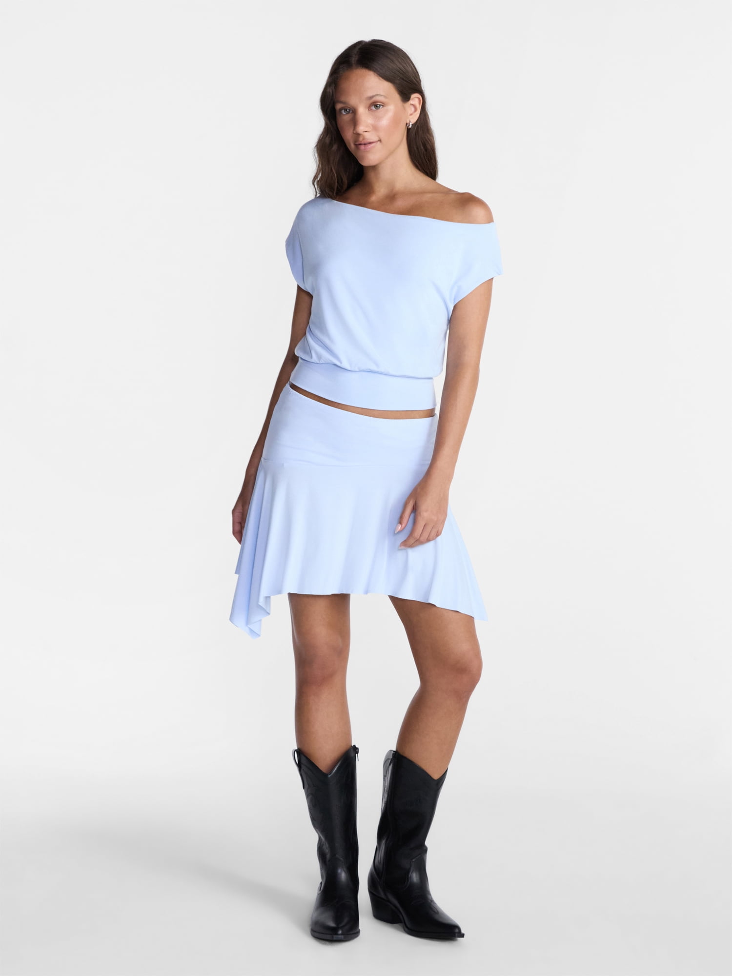 No Boundaries Asymmetrical Top with Banded Bottom, Women's XXS-XXL