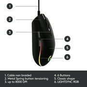 Logitech G203 Lightsync Mouse Home Rechargeable Optical USB Gaming Mice With Logitech G G203 LIGHTSYNC Wired Gaming MouseLogitech G, Black, 1 Pack