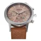 thumbnail image 4 of Reloj pulsera North 6009 con correa de cuero color marrón - fondo nude - bisel plateado, 4 of 8