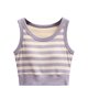 thumbnail image 2 of Puntoco Tops de cuello cuadrado para mujer, cuello redondo, rayas, para uso interior y exterior, sin costuras, transpirables e informales, cuello redondo para mujer, 2 of 3
