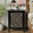 thumbnail image 6 of COZAYH 2-Drawer Fully-Assembled Flower Motif Nightstand for Small Spaces, French Country, Modern, Distressed Finish, Gold & Black, 6 of 9