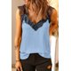 thumbnail image 4 of ABPHQTO Camiseta sin mangas con tirantes finos en contraste de encaje azul cielo para mujer, 4 of 5