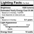 thumbnail image 3 of 10Pk - 14W A19 LED 3000K Medium base 220 deg. Beam Angle - 100W equiv, 3 of 3