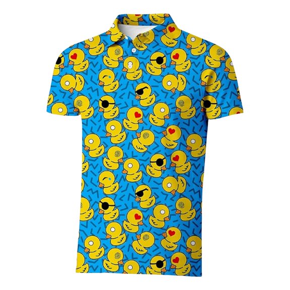 Polo T Shirts for Men Print Collar Slim Fit Short Sleeve Casual Button Down Spring Summer Breathable Top Graphic Golf Yellow Mens T-Shirts