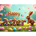 thumbnail image 4 of Easter Themed Decorative Background Happy Easter Banner with Bunny Eggs and Flowers Party Decoration Easter Celebration Photography Prop Spring Festival Decor, 4 of 7
