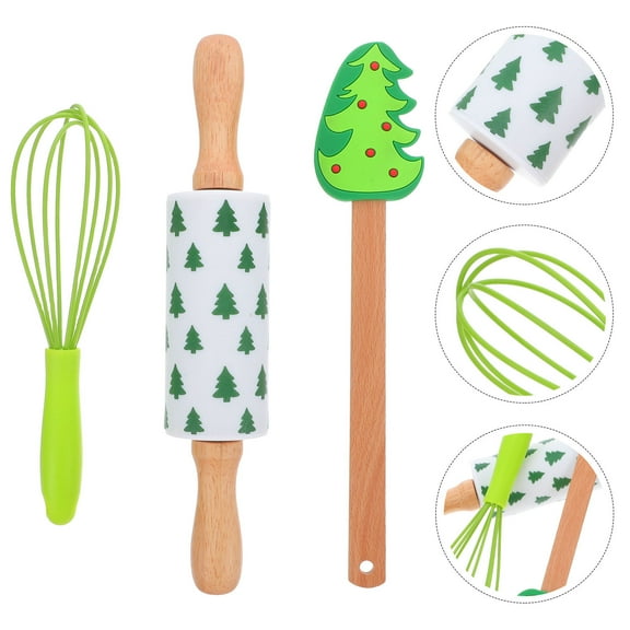 COMPUKAS 3Pcs Silicone Baking Utensils Set for Home Baking with Holiday Theme Design in Assorted Color