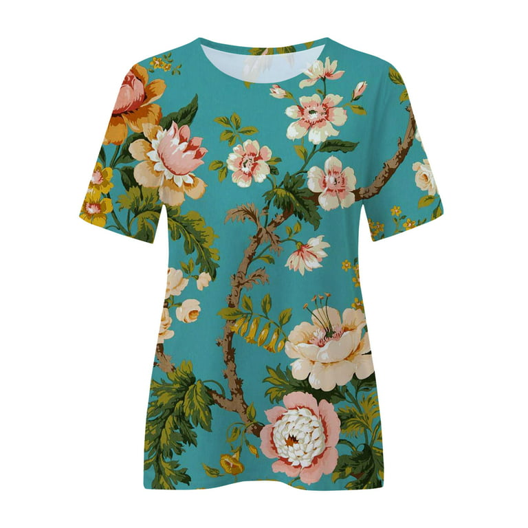 LBECLEY Womens Tops Summer Women Shirts Women's Flower Printing V