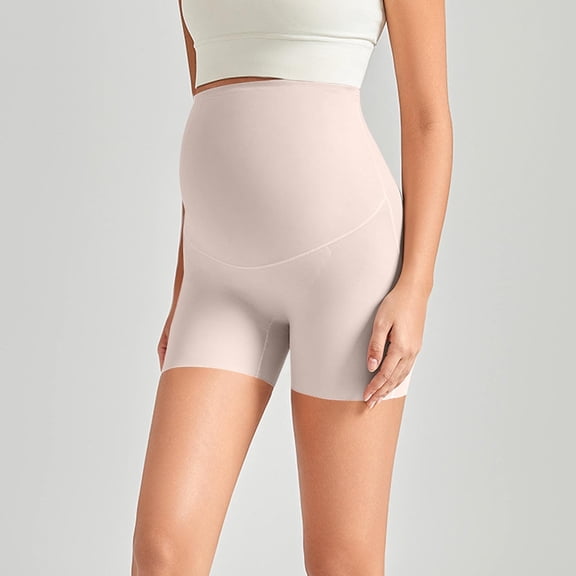 Simua Women's Maternity High Waist Over-the-Belly Biker Shorts | Seamless Stretch Yoga & Daily Wear Pregnancy Shorts