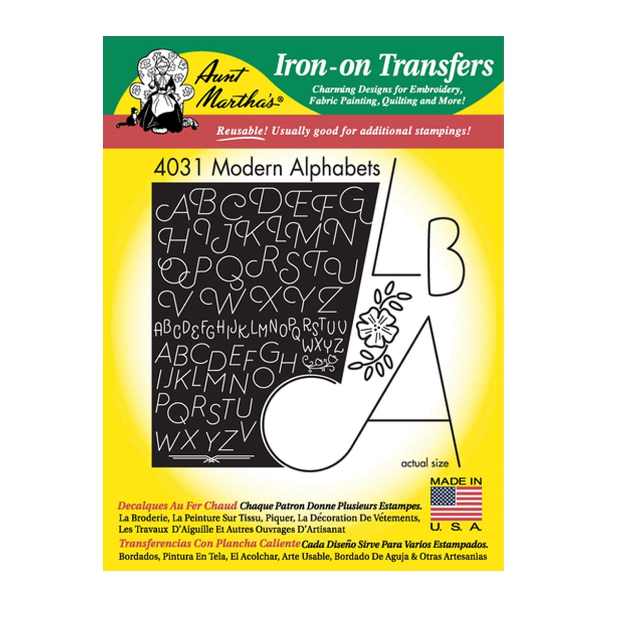 Stitcher's Revolution Brand Modern Alphabets Iron-on Transfers for Embroidery
