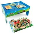 thumbnail image 1 of Gymax 80PCS Kids Wooden Train Activity Playset w/ Solid Wood Tracks Detachable, 1 of 9
