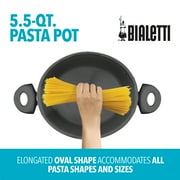 Bialetti 5.5 Quart Pasta Pot with Strainer Lid, Charcoal Nonstick Oval Pot