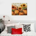 thumbnail image 5 of Autua Pumpkins Sunflowers Harvest Wall Art Halloween Canvas Living Room Bedroom Home Office Wall Decor 20x16in, 5 of 6
