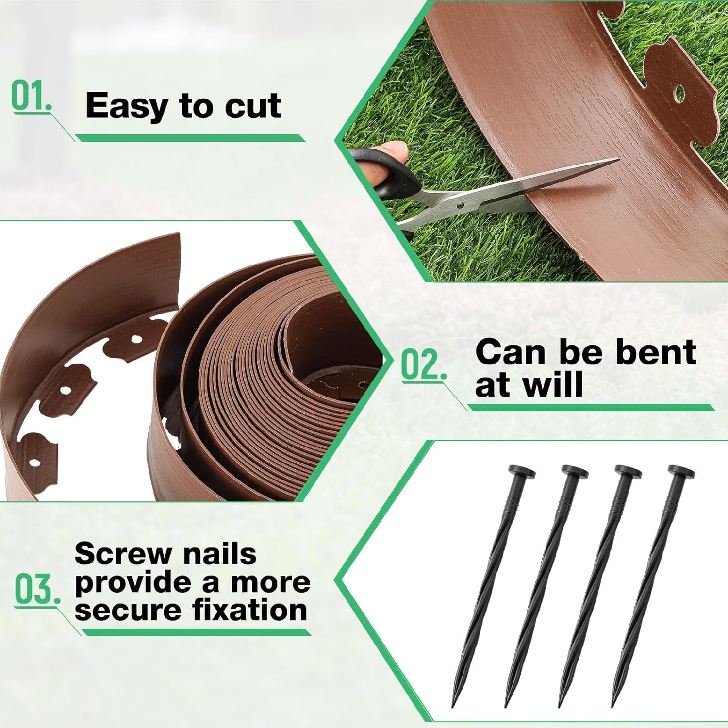 33 FT Landscape Edging 4 Inch Tall Garden Border with 30 Anchoring Spikes for Yard Lawn Flower Beds
