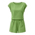 thumbnail image 7 of Zynoxe Womens Two Piece Matching Sets Summer Short Sleeve Top and Shorts Short Sets Cotton Linen Lounge Outfits for HomewearGreenL, 7 of 7