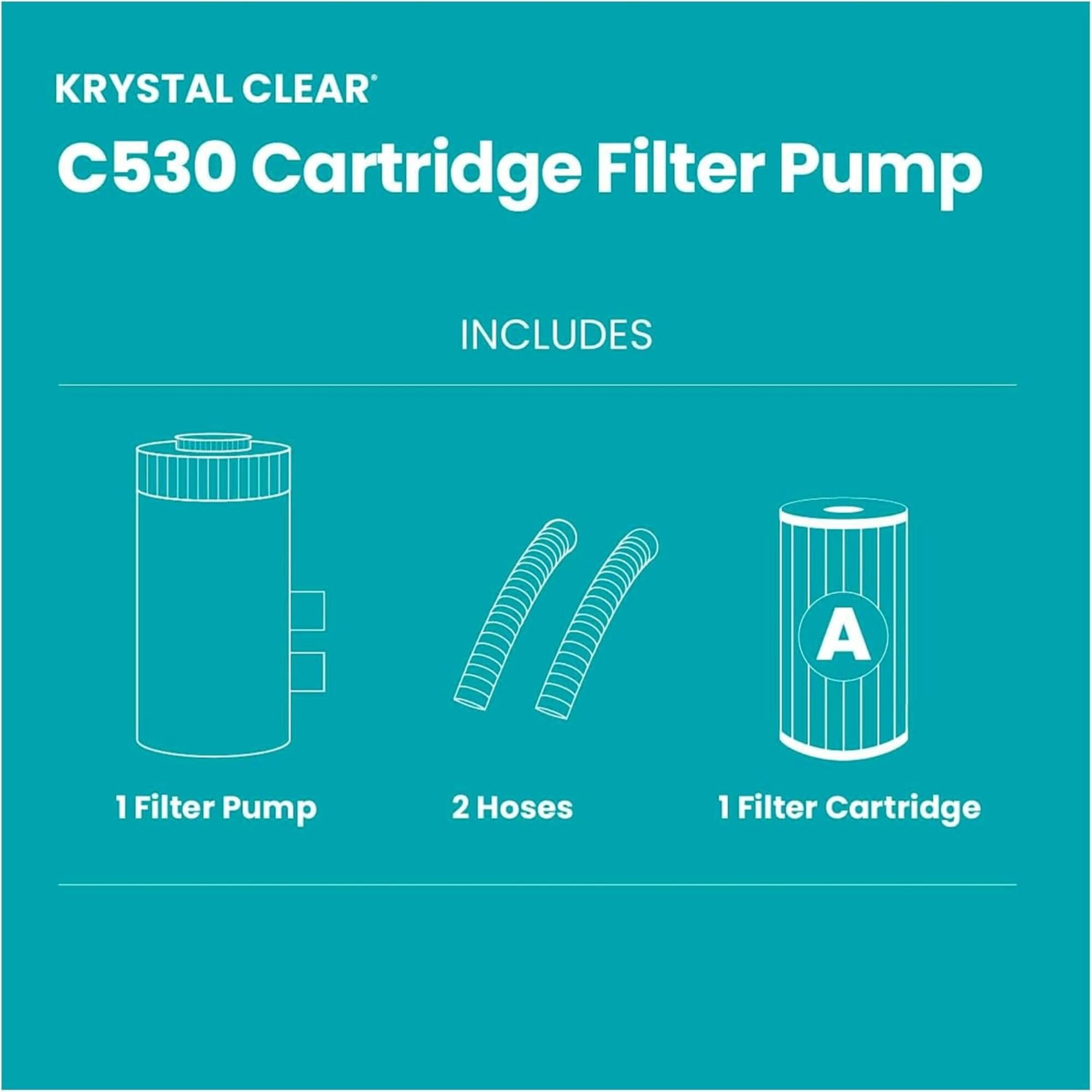 Intex: Krystal Clear: Cartridge Filter Pump - C530 - Above Ground Pool Maintenance, GFCI, HydroAeration Tech, Type A Cartridge, Water Clarity, 26603EP