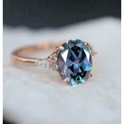 ARENAGEMSJEWELLERY Natural 4.5 Alexandrite Change Color Stone 925 Silver Rose Gold plated Gift Ring