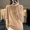 thumbnail image 2 of Fiaer Sweaters for Women Crew Neck Long Sleeve Trendy Solid Plus Size Loose Fit Warm Knit Tops Gold XXL, 2 of 4