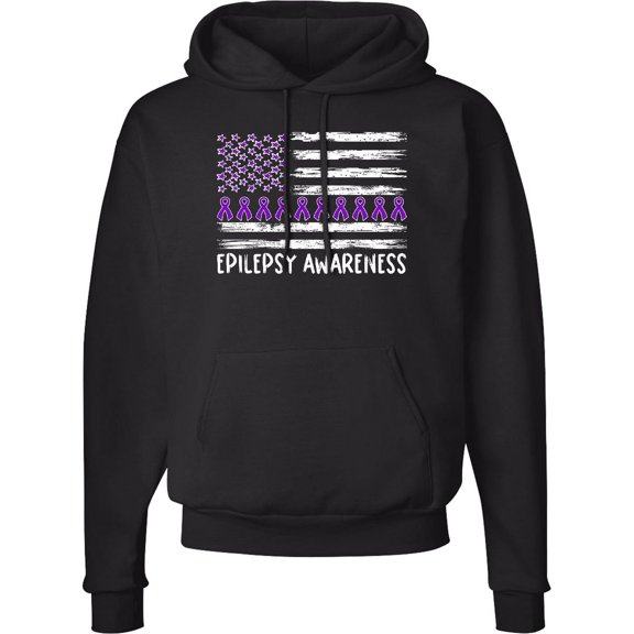 Inktastic Epilepsy Awareness Purple Ribbons and Flag Adult Hoodie Sweatshirt