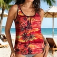 thumbnail image 4 of qucoqpe Two Piece Tankini Swimsuits for Women Fashion Floral Print Blouson Modest Bathing Suits Summer Vacation Sporty Swimwear with Bottom, 4 of 6