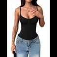 thumbnail image 1 of Camisola Básica Informal de Entrenamiento con Tirantes Finos Ajustables y Cuello en U para Mujer. Negro XL, 1 of 7