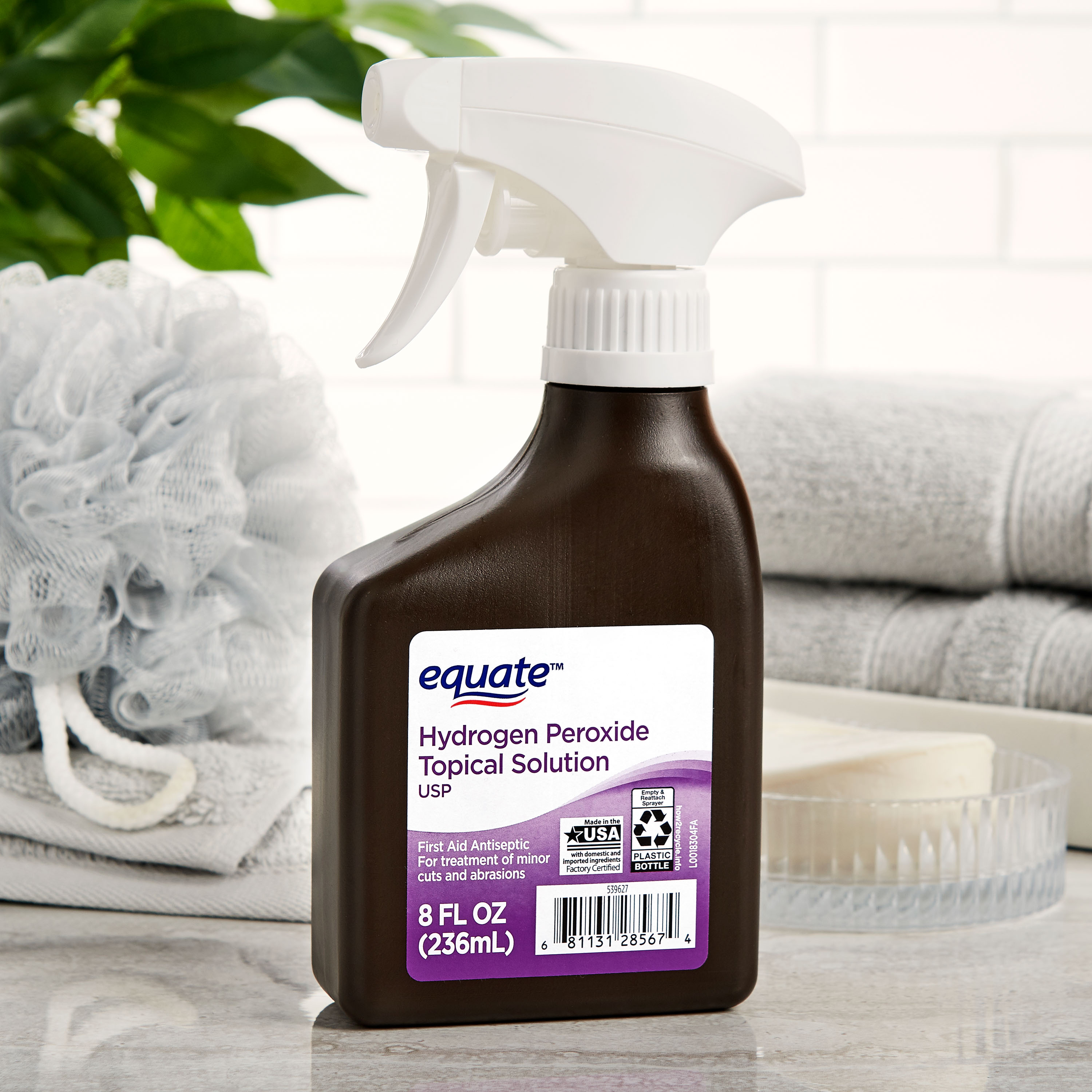 (12 paquete) Equate Solución antiséptica tópica de peróxido de hidrógeno al 3% en aerosol, 8 fl oz 3