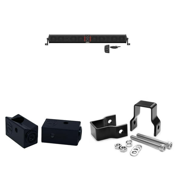 Wet Sounds STEALTH-XT-12-B STEALTH XT 12 Speaker All-In-One Amplified Bluetooth Soundbar With Remote – Black with Slider Brackets and 1.00" Square Clamps
