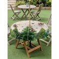 thumbnail image 3 of Outdoor Tablecloth with Umbrella Hole and Zipper, Merry Christmas Round Table Cloth 54 Inch Waterproof Tablecloth, Xmas Trees Snowflake Farmhouse Rustic Picnic Table Cover for Patio Camping, 3 of 7